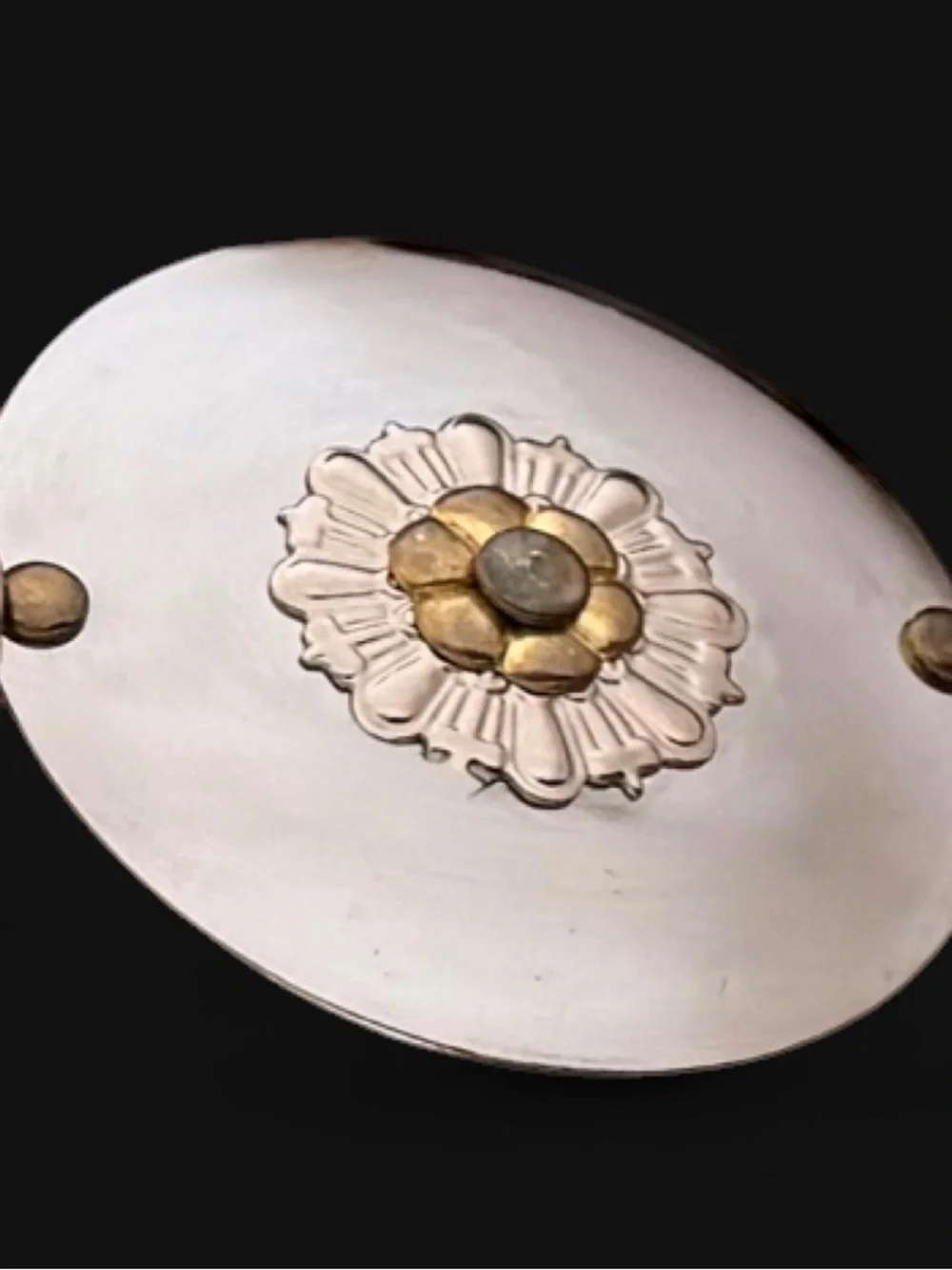 80s Two-Tone Artisan Floral Medallion Belt - Silver and Gold Accent